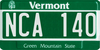VT license plate NCA140