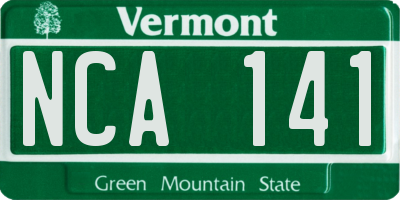 VT license plate NCA141