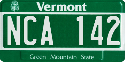 VT license plate NCA142