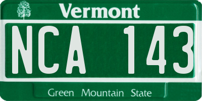 VT license plate NCA143