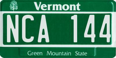 VT license plate NCA144