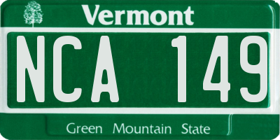 VT license plate NCA149