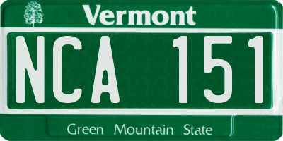 VT license plate NCA151
