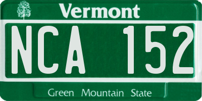 VT license plate NCA152