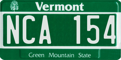 VT license plate NCA154