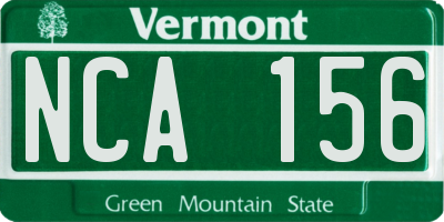 VT license plate NCA156