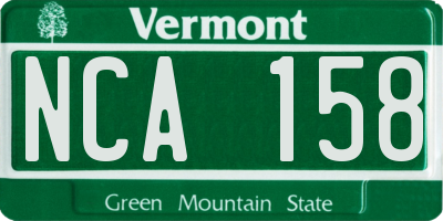 VT license plate NCA158