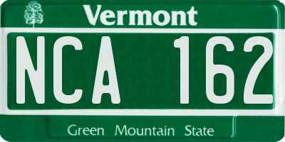 VT license plate NCA162