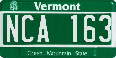 VT license plate NCA163