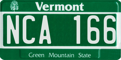 VT license plate NCA166