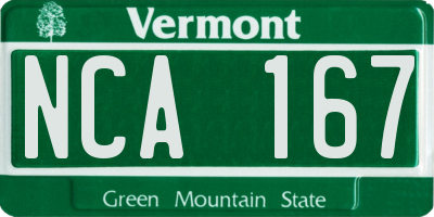 VT license plate NCA167