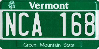 VT license plate NCA168