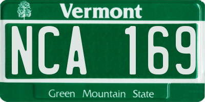 VT license plate NCA169
