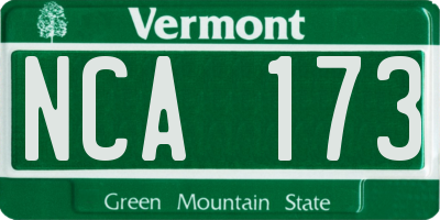 VT license plate NCA173