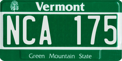 VT license plate NCA175