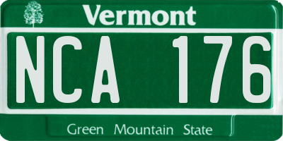 VT license plate NCA176