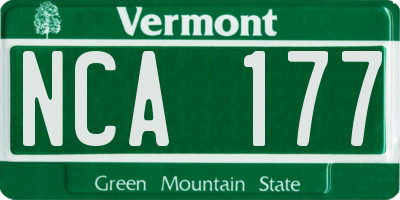 VT license plate NCA177