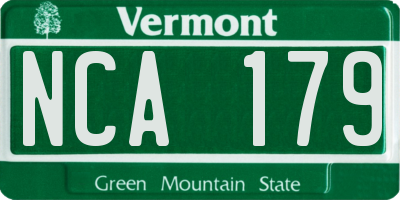 VT license plate NCA179