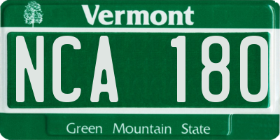 VT license plate NCA180