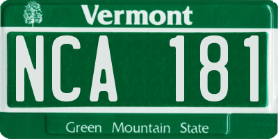 VT license plate NCA181
