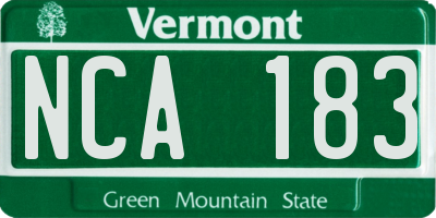 VT license plate NCA183