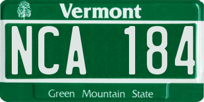 VT license plate NCA184