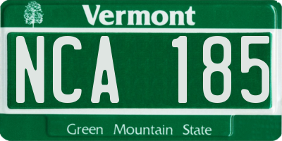 VT license plate NCA185