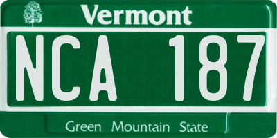 VT license plate NCA187