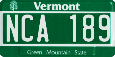 VT license plate NCA189