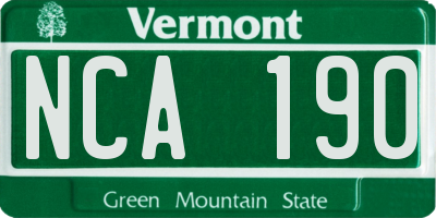VT license plate NCA190