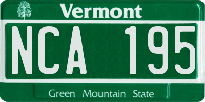 VT license plate NCA195