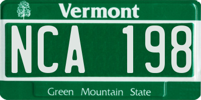 VT license plate NCA198