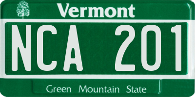 VT license plate NCA201