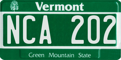 VT license plate NCA202