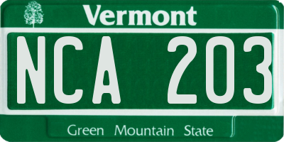 VT license plate NCA203
