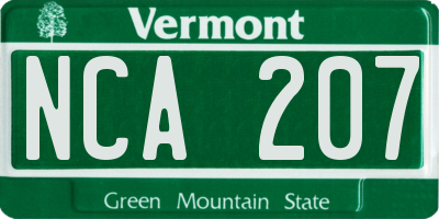VT license plate NCA207