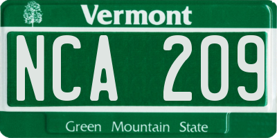 VT license plate NCA209