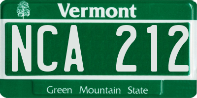 VT license plate NCA212