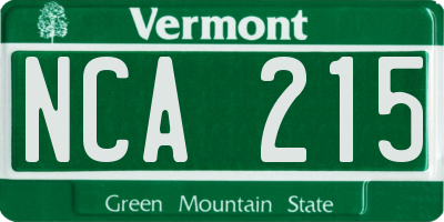 VT license plate NCA215