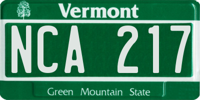 VT license plate NCA217