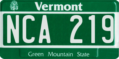 VT license plate NCA219