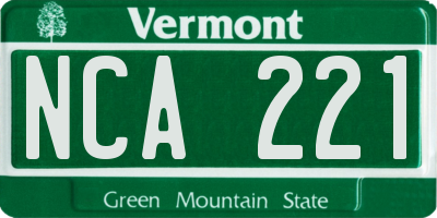 VT license plate NCA221