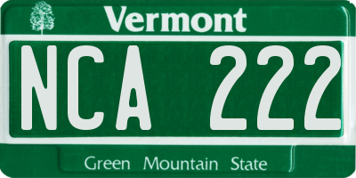 VT license plate NCA222