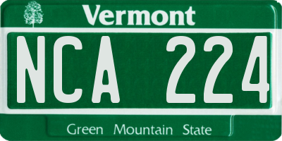 VT license plate NCA224