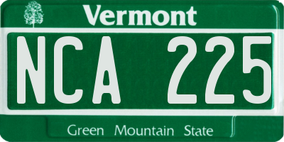 VT license plate NCA225