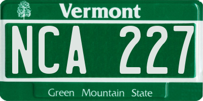 VT license plate NCA227