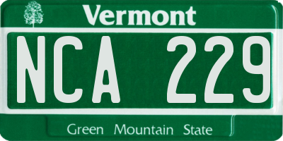 VT license plate NCA229