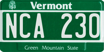 VT license plate NCA230