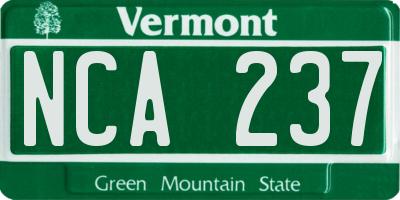 VT license plate NCA237