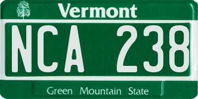 VT license plate NCA238